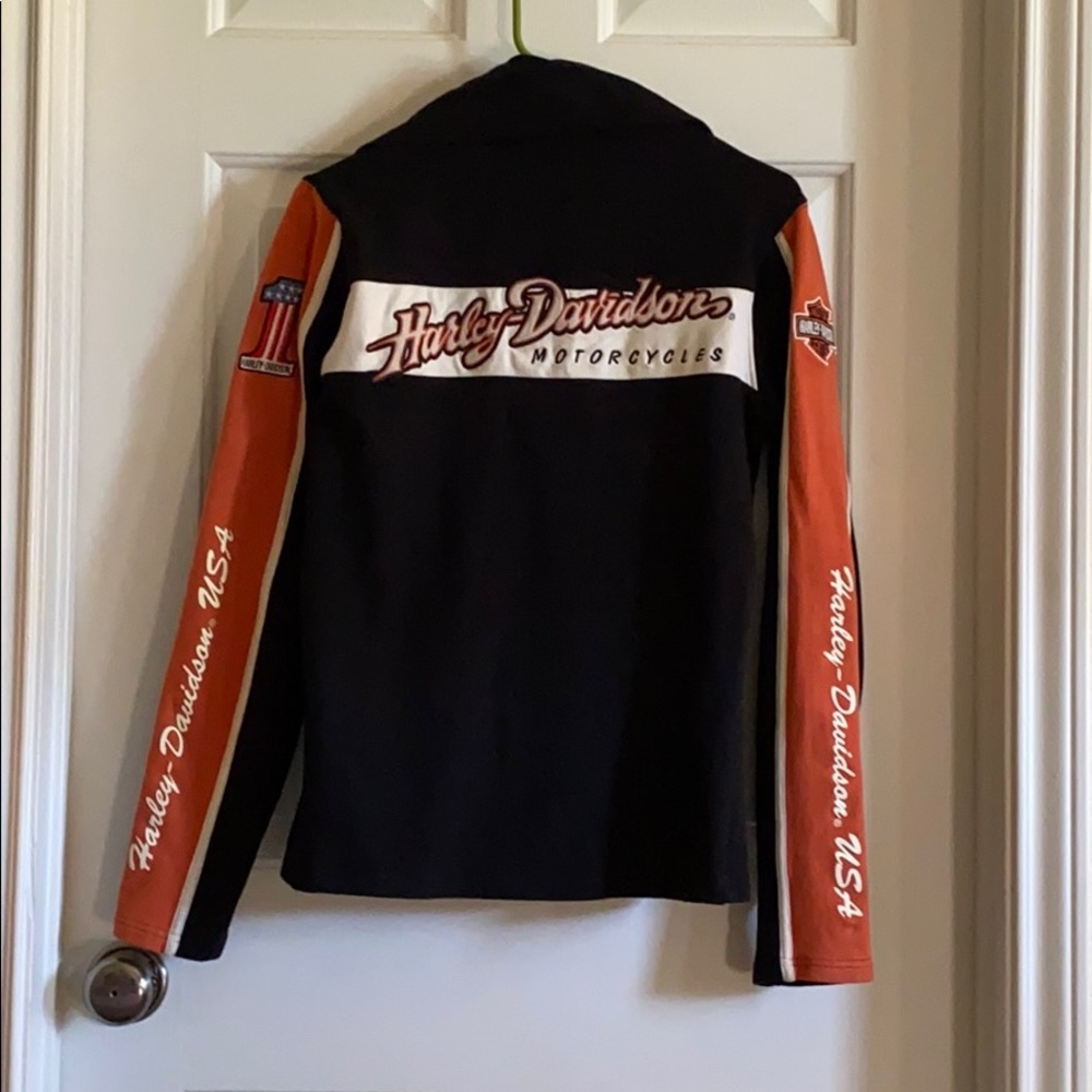 Harley-Davidson Black & Orange Women's Jacket with White Logo